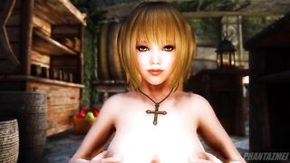 Sexy Gothic Girl from Death Note gives you the PERFECT TITJOB - Skyrim Porn POV (Misa Amane)