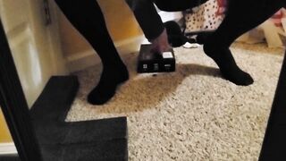 Cute Femboy Trap Riding Dildo in Front of Mirror