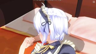 3D HENTAI Maid Sucks your Cock and Masturbates her Pussy