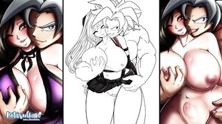 Drawing Goku and Tifa with Huge Boobs and Thick Thighs by HotaruChanART