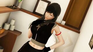 Tifa has an Urgency in the Bathroom