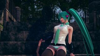 Fan Sticks Fingers in Miku's Pussy
