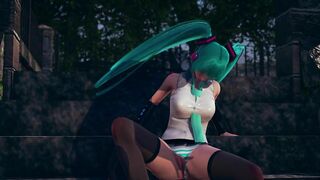 Fan Sticks Fingers in Miku's Pussy