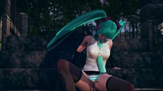 Fan Sticks Fingers in Miku's Pussy