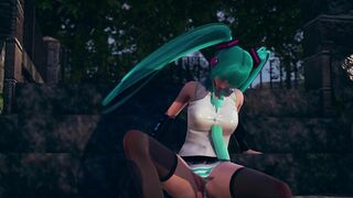 Fan Sticks Fingers in Miku's Pussy