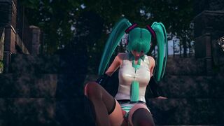 Fan Sticks Fingers in Miku's Pussy