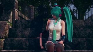 Fan Sticks Fingers in Miku's Pussy