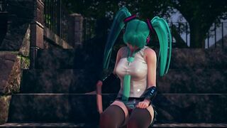 Fan Sticks Fingers in Miku's Pussy