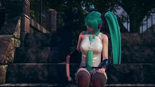 Fan Sticks Fingers in Miku's Pussy