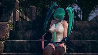 Fan Sticks Fingers in Miku's Pussy