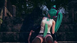 Fan Sticks Fingers in Miku's Pussy