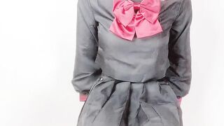 女装 子|crossdresser |グレーの染みパン..,おしっこでぐちょぐちょにしちゃいました..,どうか見てください/// Japanese Hentai Cosplay ニューハーフ 日本人