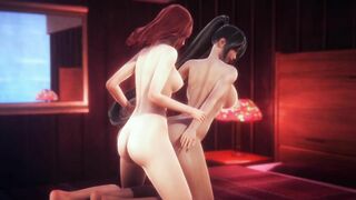 Lesbian Ass Humping Redhead vs Brunette