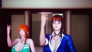 One Piece Futa - Nami and Nico·Robin Passionate Sex - Lite Version