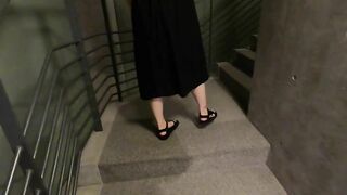 Naked Exposed in the Hotel's Stairs