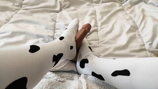 I Cheat on my Husband with a Plastic Penis - Footjob Feet Amateur POV Cosplay Cow