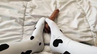 I Cheat on my Husband with a Plastic Penis - Footjob Feet Amateur POV Cosplay Cow