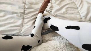 I Cheat on my Husband with a Plastic Penis - Footjob Feet Amateur POV Cosplay Cow