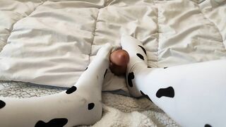 I Cheat on my Husband with a Plastic Penis - Footjob Feet Amateur POV Cosplay Cow
