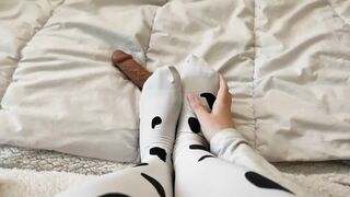 I Cheat on my Husband with a Plastic Penis - Footjob Feet Amateur POV Cosplay Cow