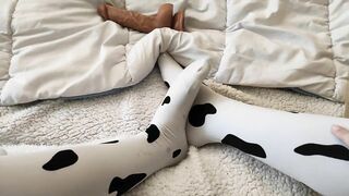 I Cheat on my Husband with a Plastic Penis - Footjob Feet Amateur POV Cosplay Cow