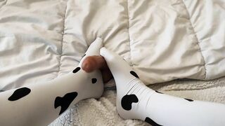 I Cheat on my Husband with a Plastic Penis - Footjob Feet Amateur POV Cosplay Cow