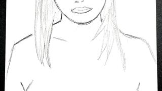 Pencil Sketch Porn Star(Big Breasts)