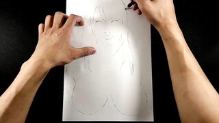 Pencil Sketch Porn Star(Big Breasts)