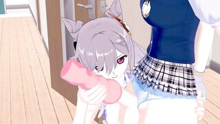 Keqing uses a Onahole on Futa Jean.