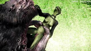 Argonian Takes Care of her Pet Troll