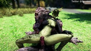 Argonian Takes Care of her Pet Troll
