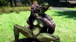 Argonian Takes Care of her Pet Troll
