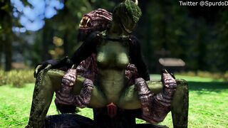 Argonian Takes Care of her Pet Troll