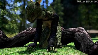 Argonian Takes Care of her Pet Troll