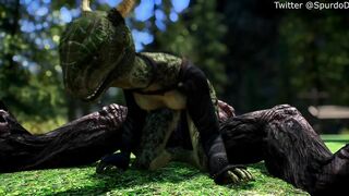 Argonian Takes Care of her Pet Troll