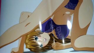 AIKa(パンチラアニメ)の下着姿の皇藍華にキス&足舐め後に顔射ぶっかけオナニー