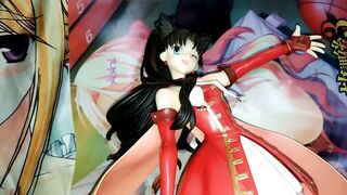 遠坂凛(Fate/FGO)魔法少女フィギュアに精液ぶっかけオナニー&キス&足舐め