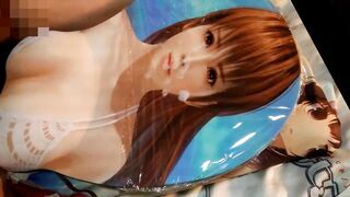 DOAX霞等身大おっぱいマウスパッドにキス&パイズリ&顔射大量ぶっかけ