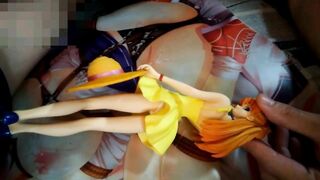 エヴァンゲリオン黄色ワンピースアスカフィギュアぶっかけ顔射オナニー【キモオタク男の喘ぎ声あり】