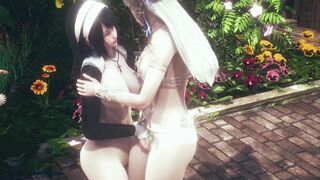 Beautiful Queen + Nun - Threesome - Hentai (Uncensored)
