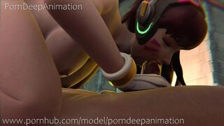 3D Hentai D.va Sucking Dick on 69 Blowjob Big Tits and Ass Barefoot