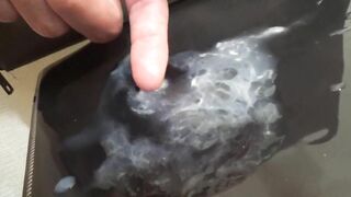 オナ禁明けのお久し射精を気持ちよく行い、射精後は不純物の多い濃厚精液をいじる変態君。