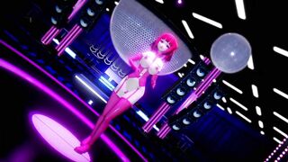 Hentai Girl with Big, Erect Clit and Nipples Dancing to Pink Cat on Stage