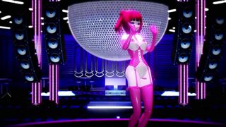 Hentai Girl with Big, Erect Clit and Nipples Dancing to Pink Cat on Stage