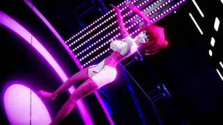 Hentai Girl with Big, Erect Clit and Nipples Dancing to Pink Cat on Stage