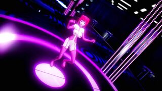Hentai Girl with Big, Erect Clit and Nipples Dancing to Pink Cat on Stage