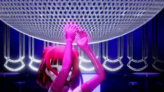 Hentai Girl with Big, Erect Clit and Nipples Dancing to Pink Cat on Stage