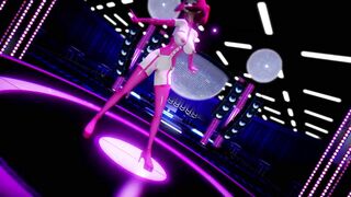 Hentai Girl with Big, Erect Clit and Nipples Dancing to Pink Cat on Stage