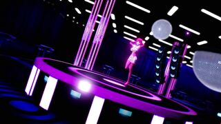 Hentai Girl with Big, Erect Clit and Nipples Dancing to Pink Cat on Stage