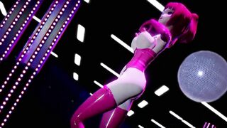 Hentai Girl with Big, Erect Clit and Nipples Dancing to Pink Cat on Stage